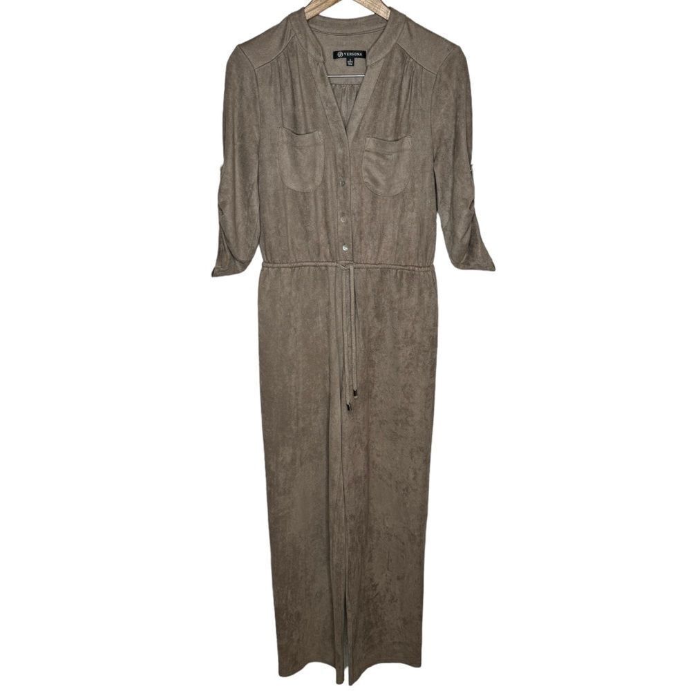 Versona Brown beige Sueded fabric Pantsuit size 2